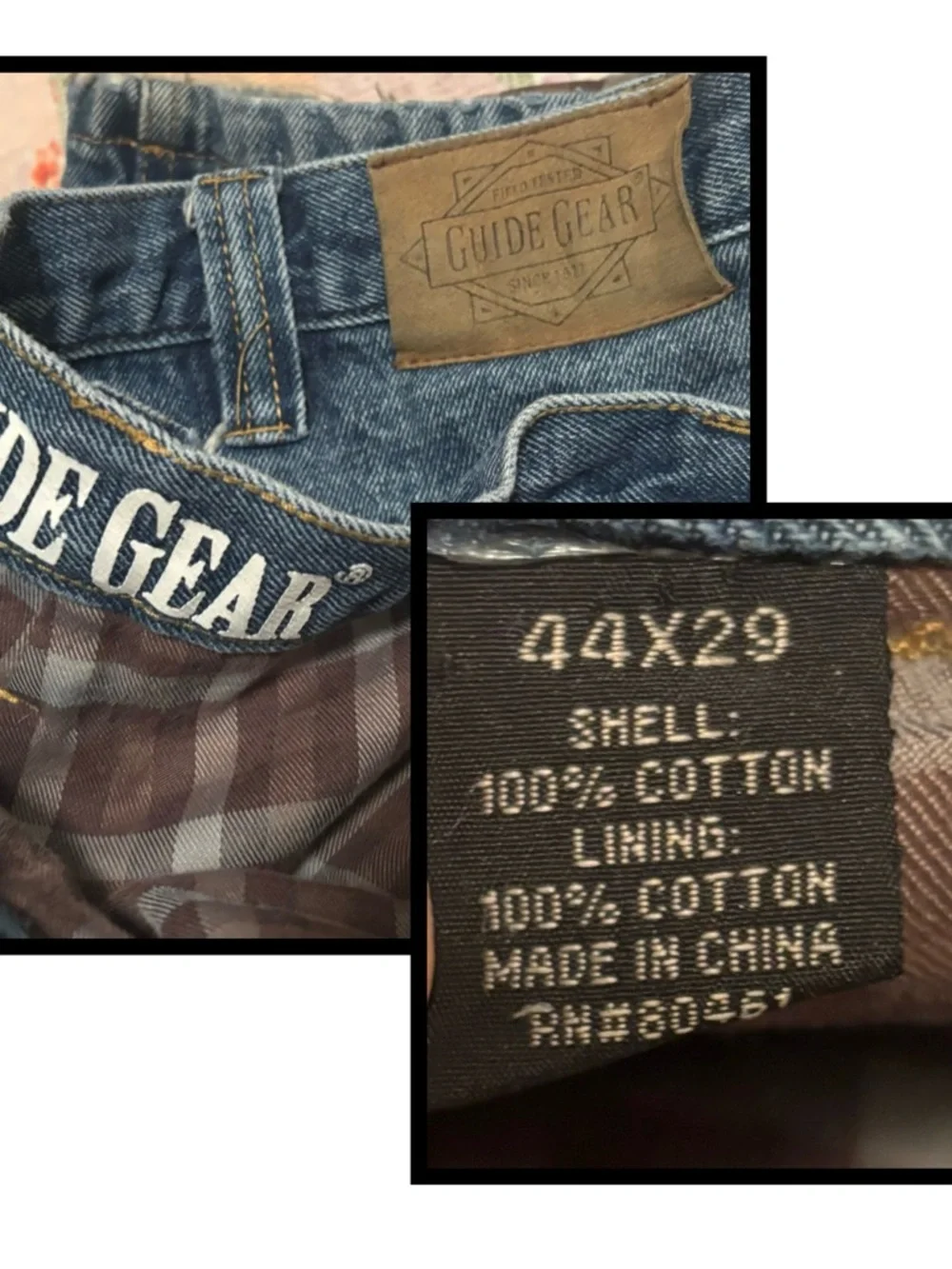 Vintage Guide Gear Men's Flannel Lined Insulated Carpenter Blue Jeans, [44 x 29]